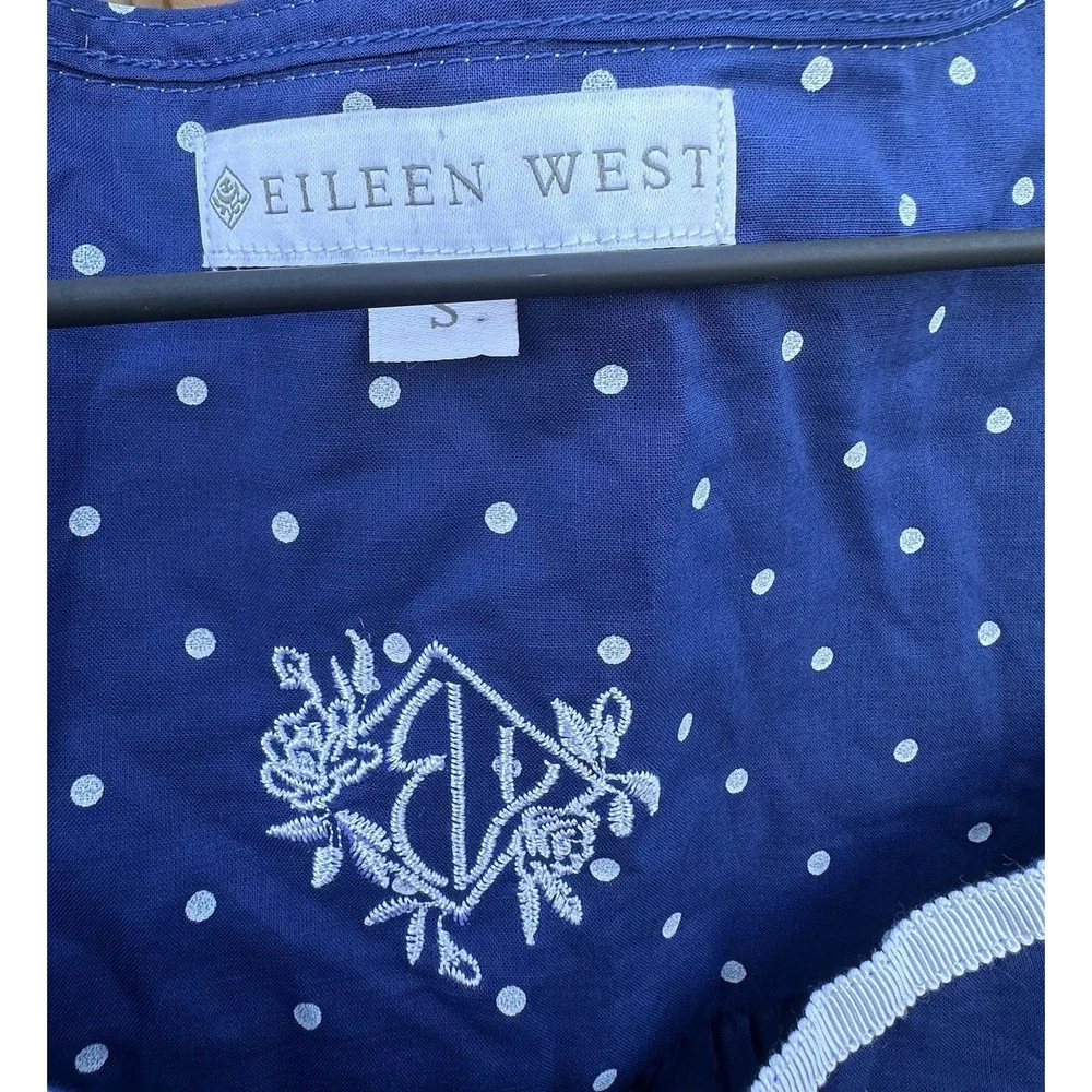 Eileen West Blue Polka Dot Nightgown Size Small